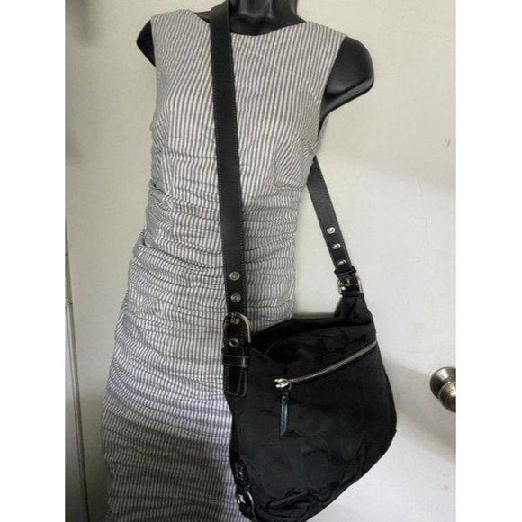 Coach Medium Tote Msrp Black Gray Jacquard Fabric - Picture 8 of 12